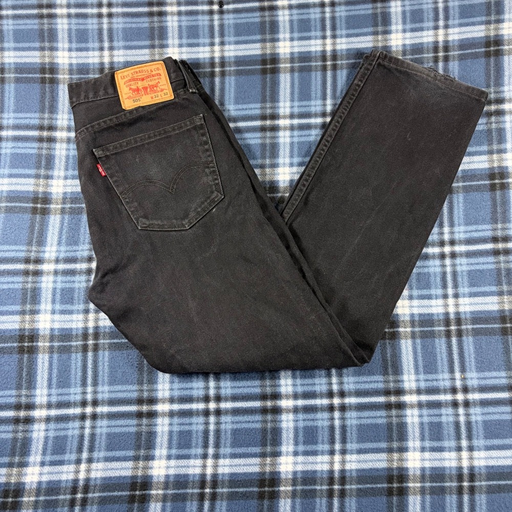 Levis 505 Regular Fit Straight Leg Black Denim Jeans Mens 32x32 Made in Mexico